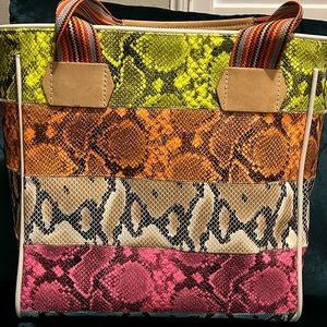 LIKE NEW Consuela Multi-color snakeskin pattern tote.
